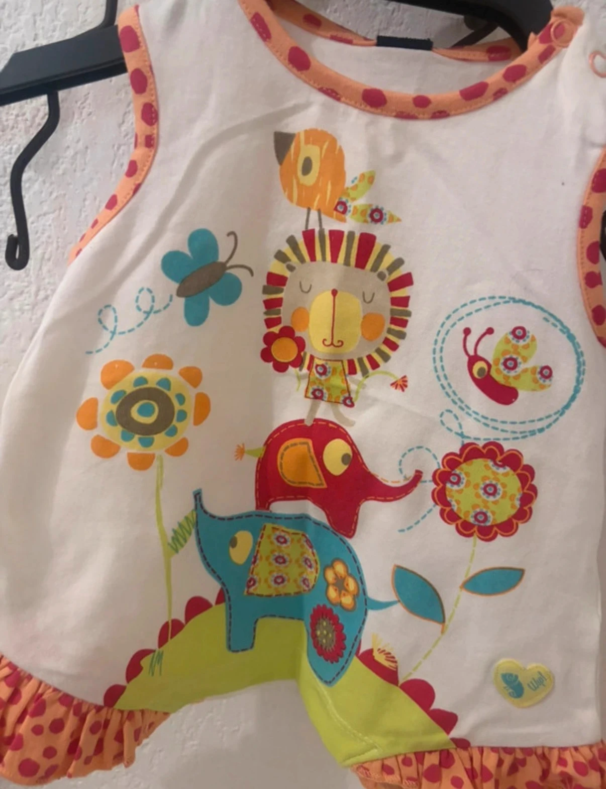 Regata túnica para bebê menina branca com motivos de animais da savana - tamanho 6 meses (6m) – photo 3